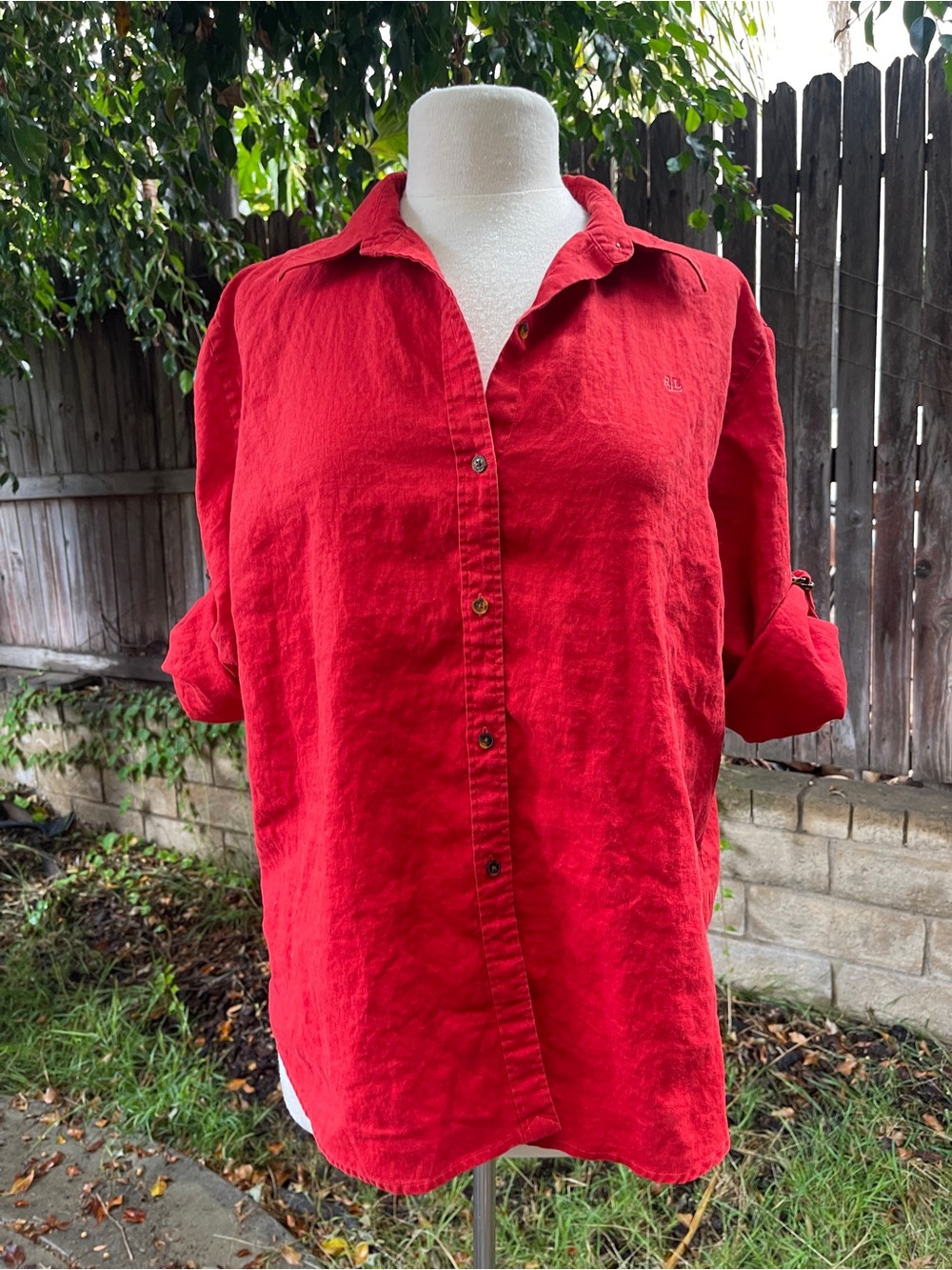 Lauren Ralph Lauren 100% Linen Shirt preppy classic nautical coastal resort XL